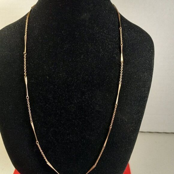 Vintage Avon Rose Gold tone Metal Chain and Bar Necklace Cottagecore Granny… - Picture 1 of 6